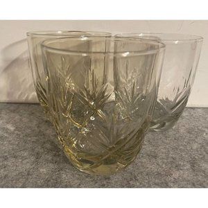 Anchor Hocking Fleur Criss Cross 12oz Glasses  Shade of Yellow/Gold   # 1209